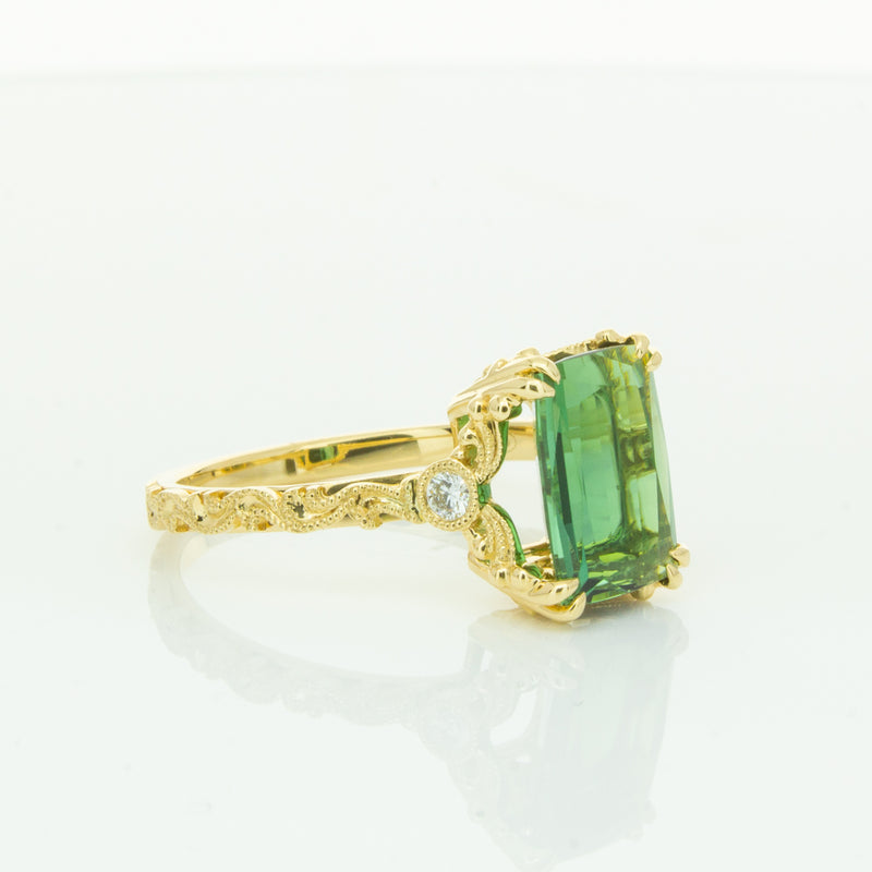 18ct Yellow Gold Tourmaline & Diamond Romanov Ring-Ring-Walker & Hall