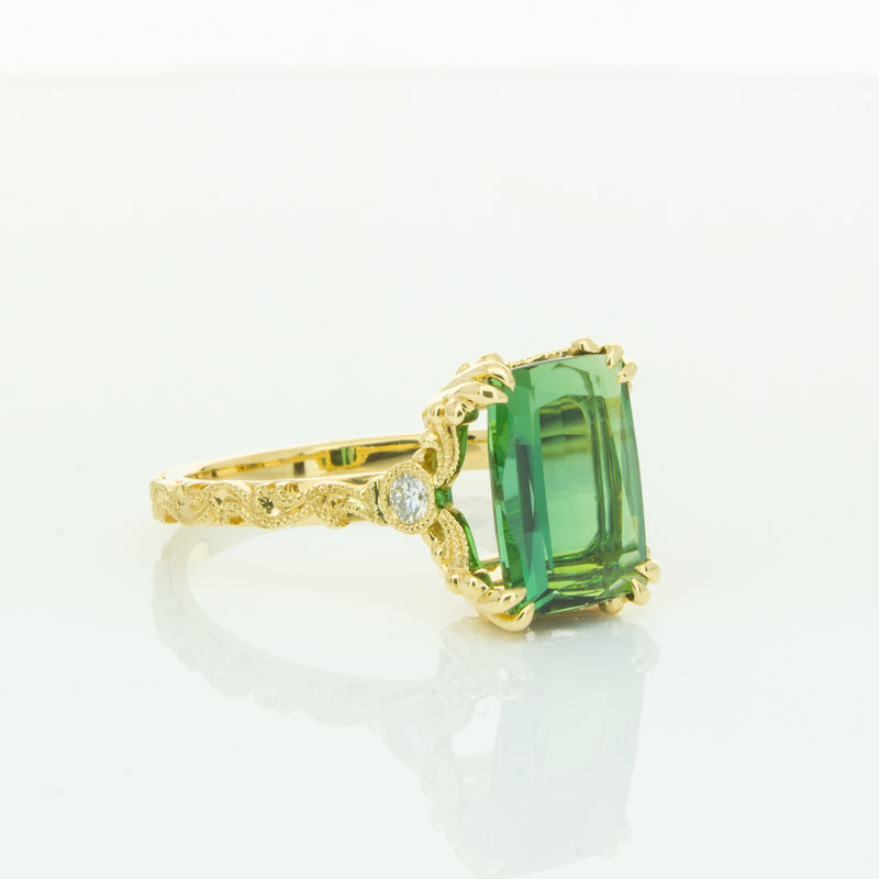 18ct Yellow Gold Tourmaline & Diamond Romanov Ring-Ring-Walker & Hall