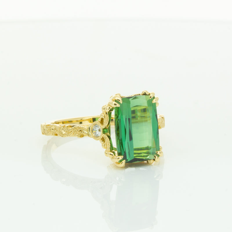 18ct Yellow Gold Tourmaline & Diamond Romanov Ring-Ring-Walker & Hall