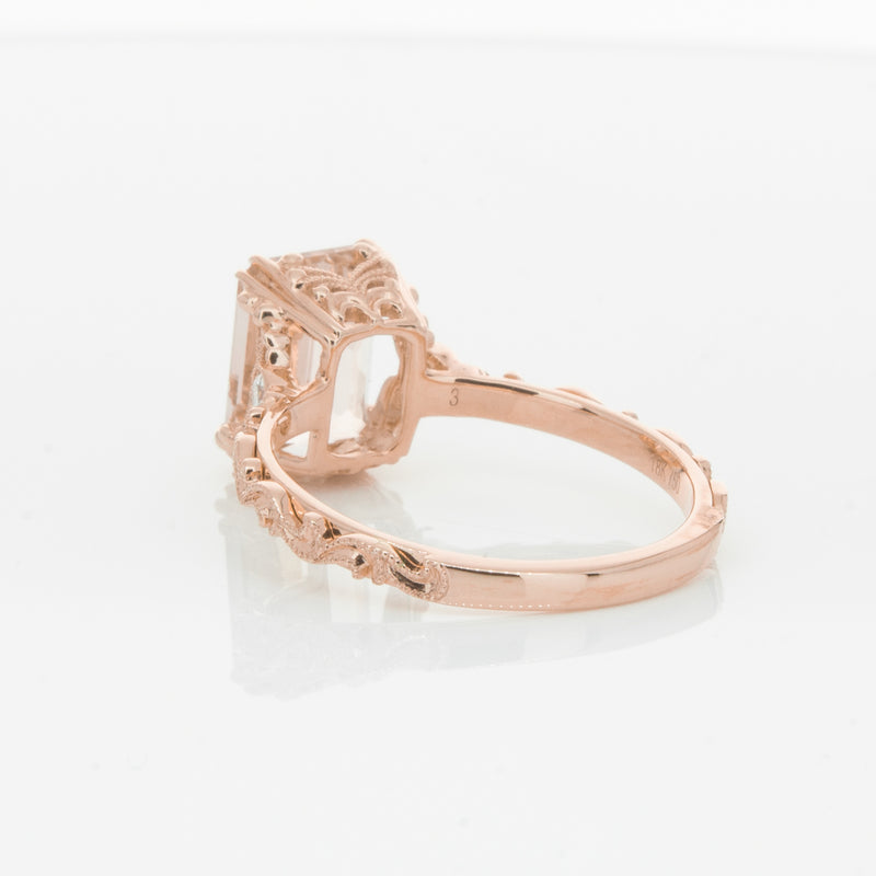 18ct Rose Gold Morganite & Diamond Romanov Ring-Ring-Walker & Hall