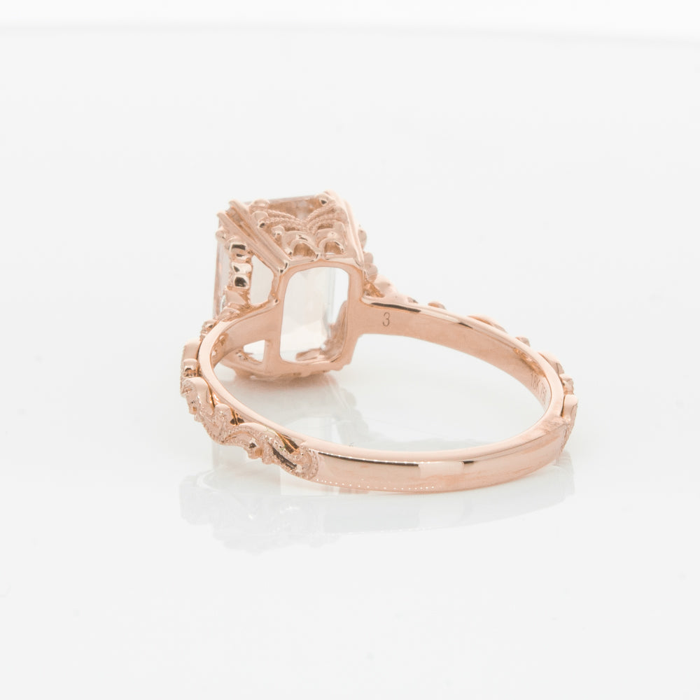 18ct Rose Gold Morganite & Diamond Romanov Ring-Ring-Walker & Hall