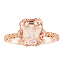 18ct Rose Gold Morganite & Diamond Romanov Ring-Ring-Walker & Hall