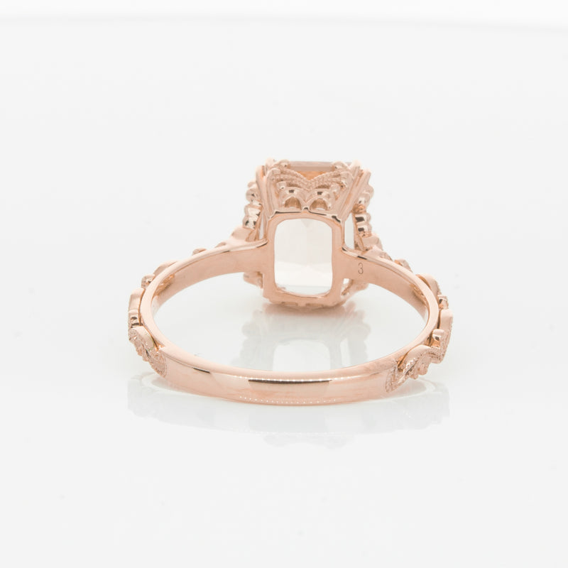 18ct Rose Gold Morganite & Diamond Romanov Ring-Ring-Walker & Hall