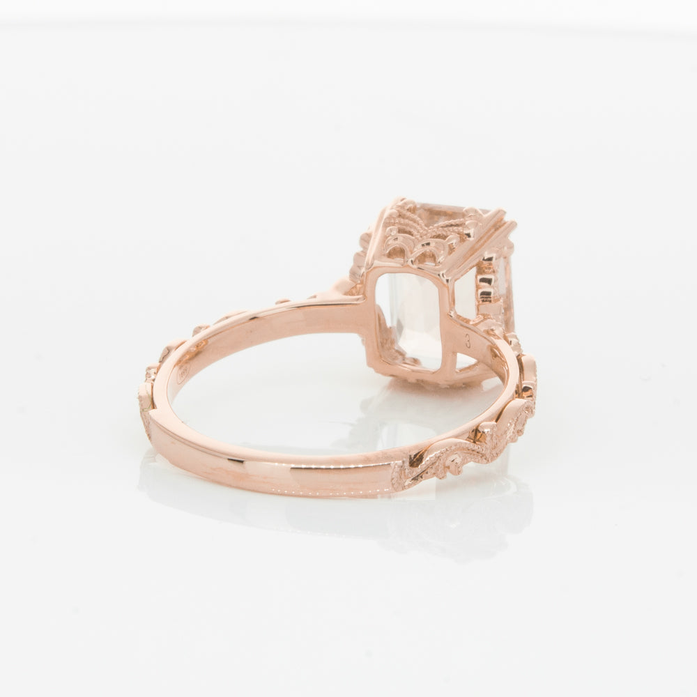 18ct Rose Gold Morganite & Diamond Romanov Ring-Ring-Walker & Hall