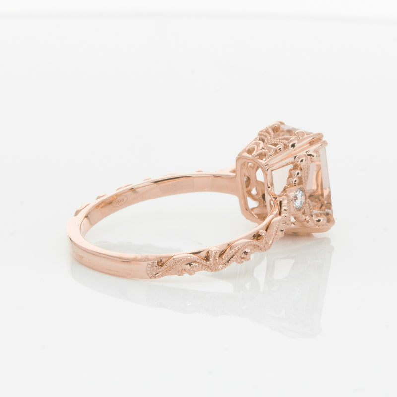 18ct Rose Gold Morganite & Diamond Romanov Ring-Ring-Walker & Hall