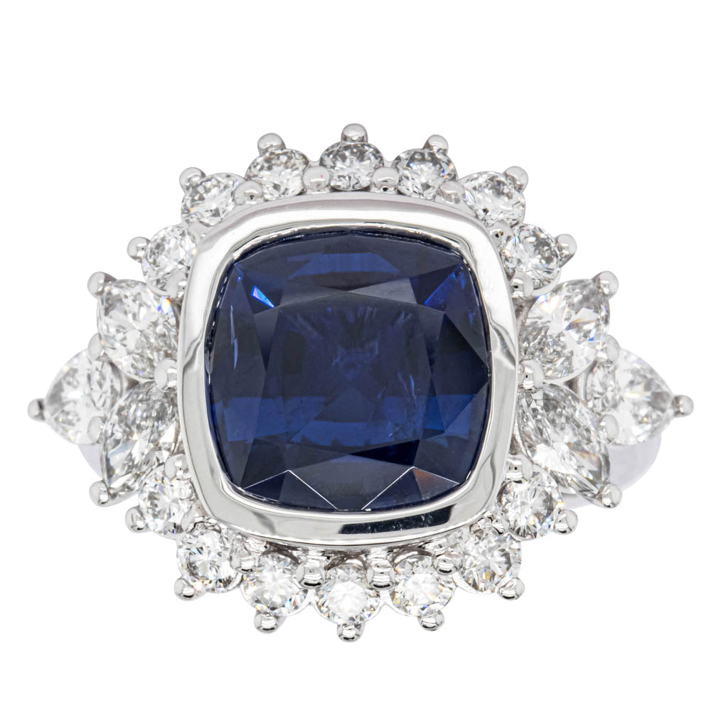 18ct White Gold Sapphire & Diamond Ring-Ring-Walker & Hall