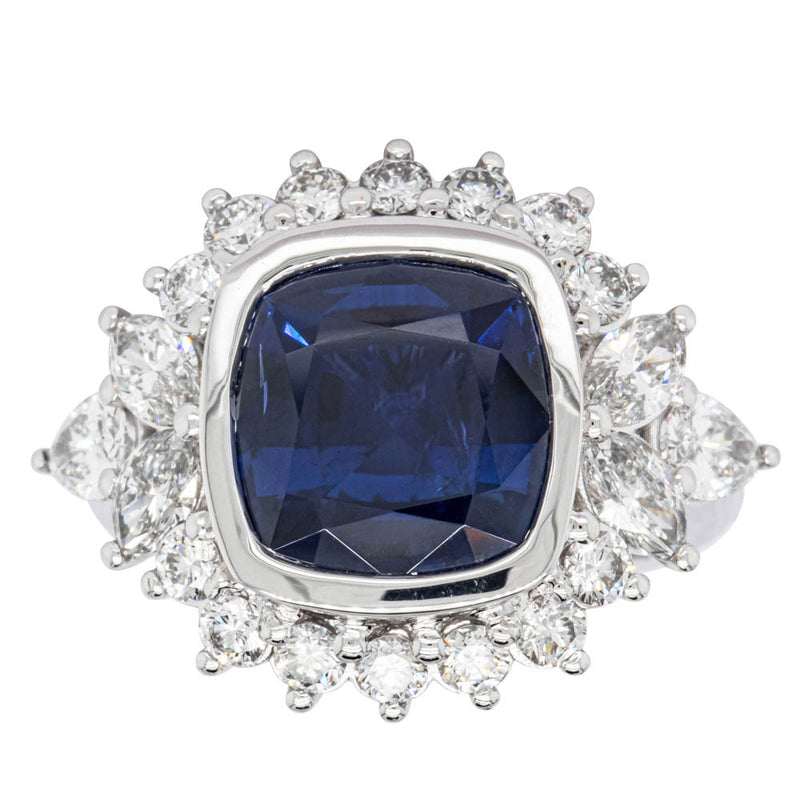 18ct White Gold Sapphire & Diamond Ring-Ring-Walker & Hall