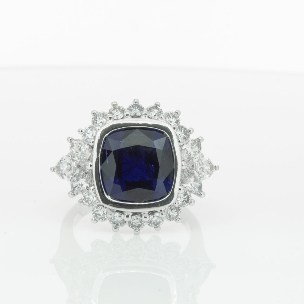 18ct White Gold Sapphire & Diamond Ring-Ring-Walker & Hall