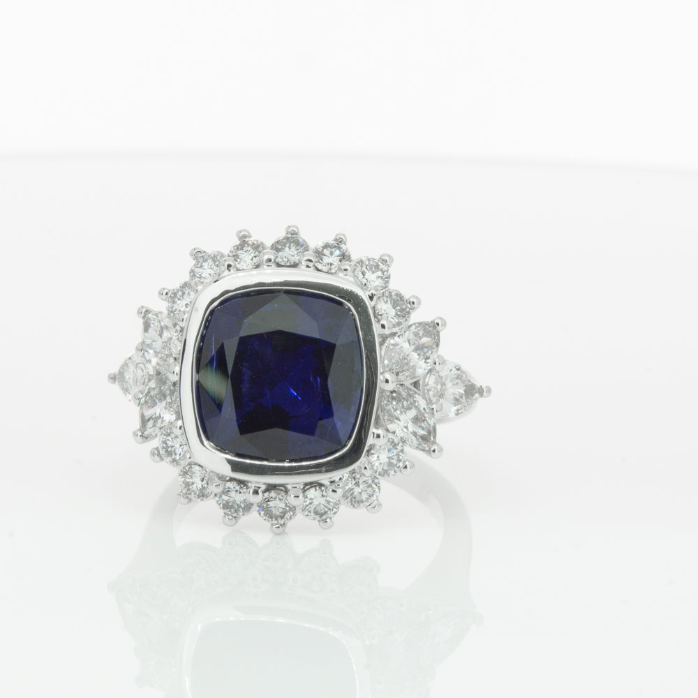 18ct White Gold Sapphire & Diamond Ring-Ring-Walker & Hall