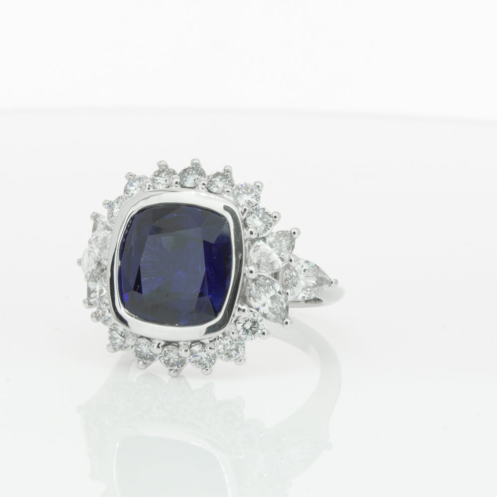 18ct White Gold Sapphire & Diamond Ring-Ring-Walker & Hall