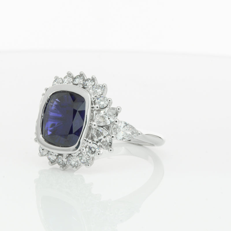 18ct White Gold Sapphire & Diamond Ring-Ring-Walker & Hall