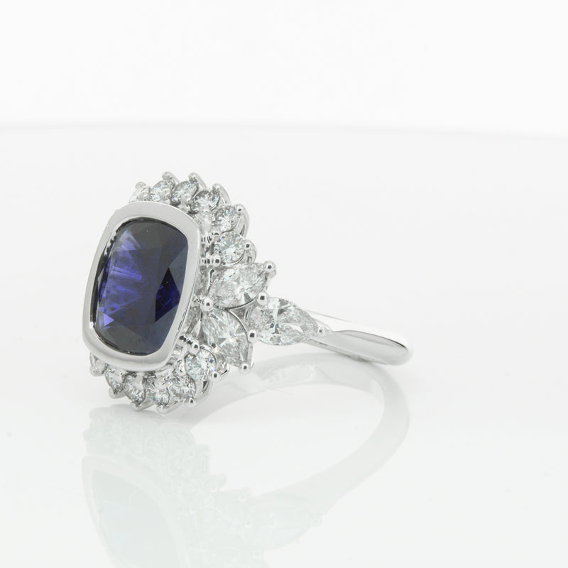 18ct White Gold Sapphire & Diamond Ring-Ring-Walker & Hall