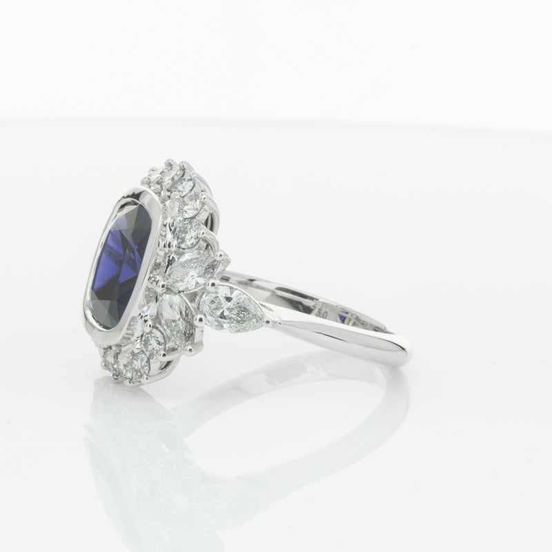 18ct White Gold Sapphire & Diamond Ring-Ring-Walker & Hall