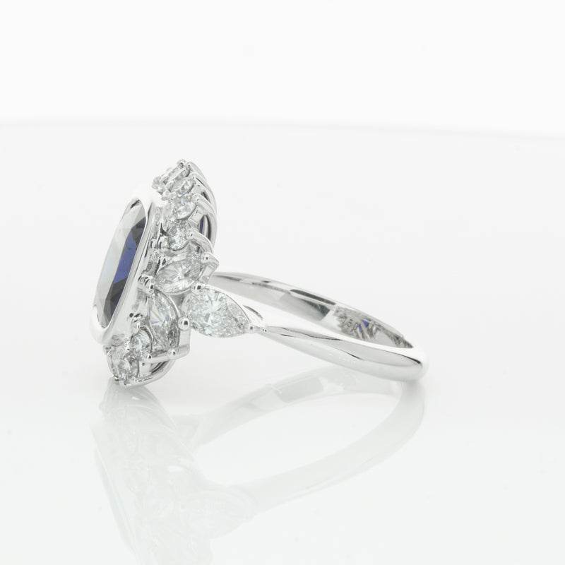 18ct White Gold Sapphire & Diamond Ring-Ring-Walker & Hall