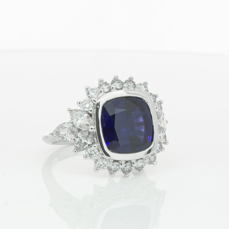 18ct White Gold Sapphire & Diamond Ring-Ring-Walker & Hall
