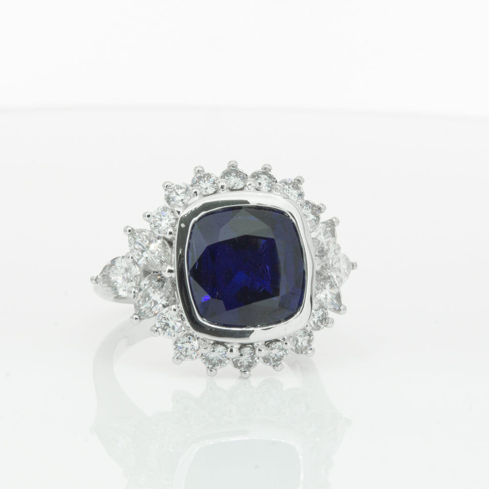 18ct White Gold Sapphire & Diamond Ring-Ring-Walker & Hall