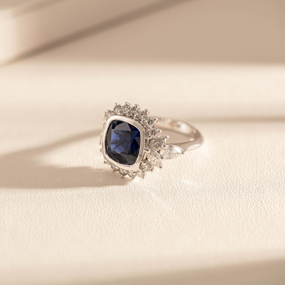 18ct White Gold Sapphire & Diamond Ring-Ring-Walker & Hall