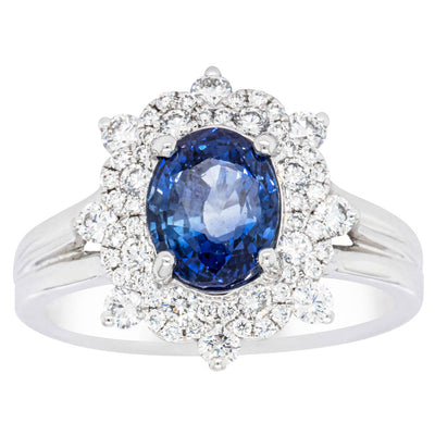 18ct White Gold Sapphire & Diamond Ring-Ring-Walker & Hall
