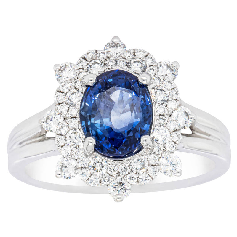 18ct White Gold Sapphire & Diamond Ring-Ring-Walker & Hall