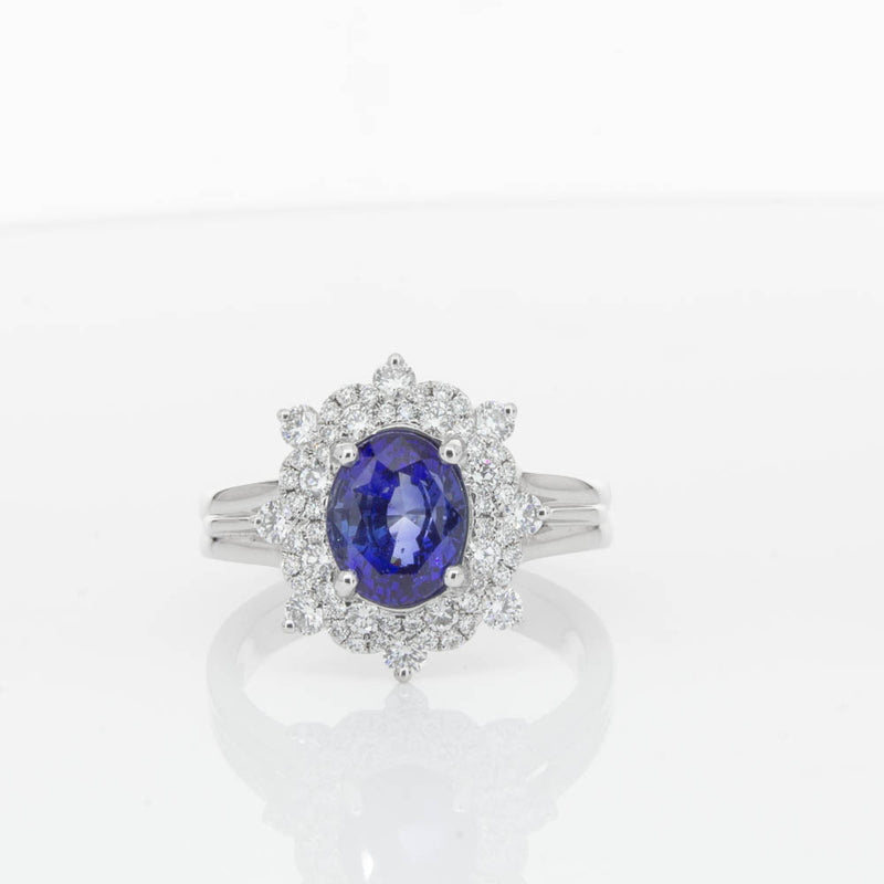 18ct White Gold Sapphire & Diamond Ring-Ring-Walker & Hall