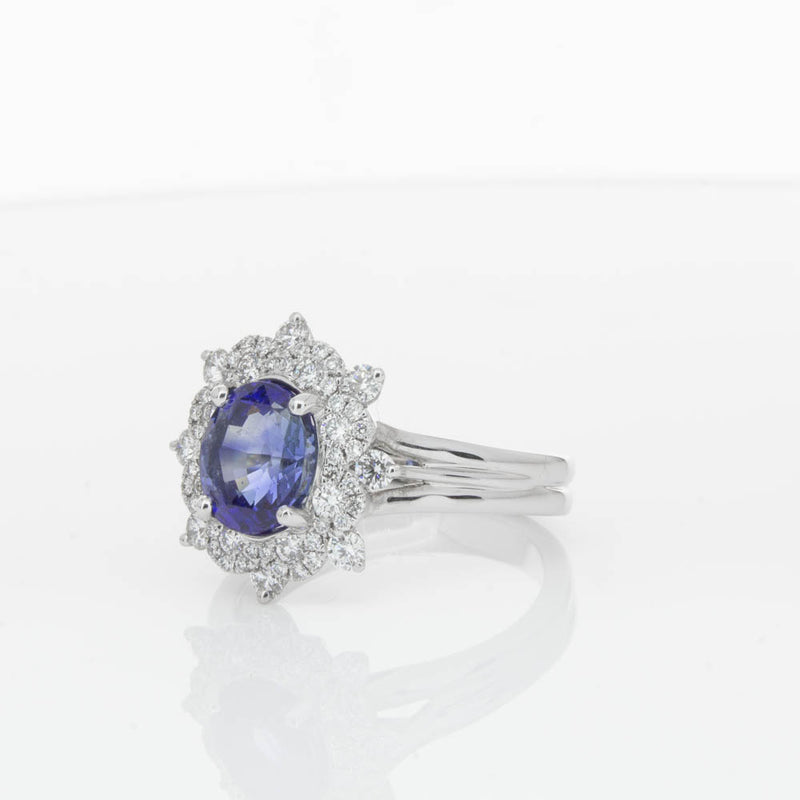 18ct White Gold Sapphire & Diamond Ring-Ring-Walker & Hall