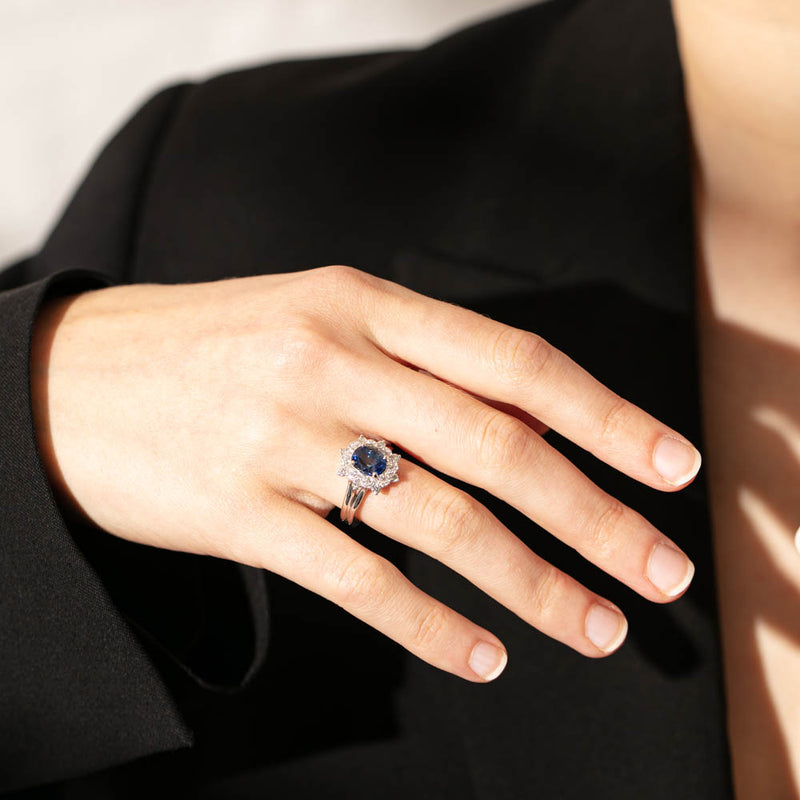 18ct White Gold Sapphire & Diamond Ring-Ring-Walker & Hall