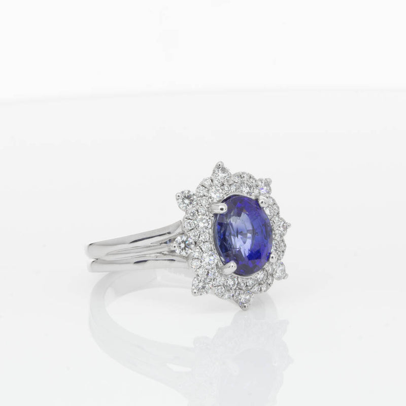 18ct White Gold Sapphire & Diamond Ring-Ring-Walker & Hall