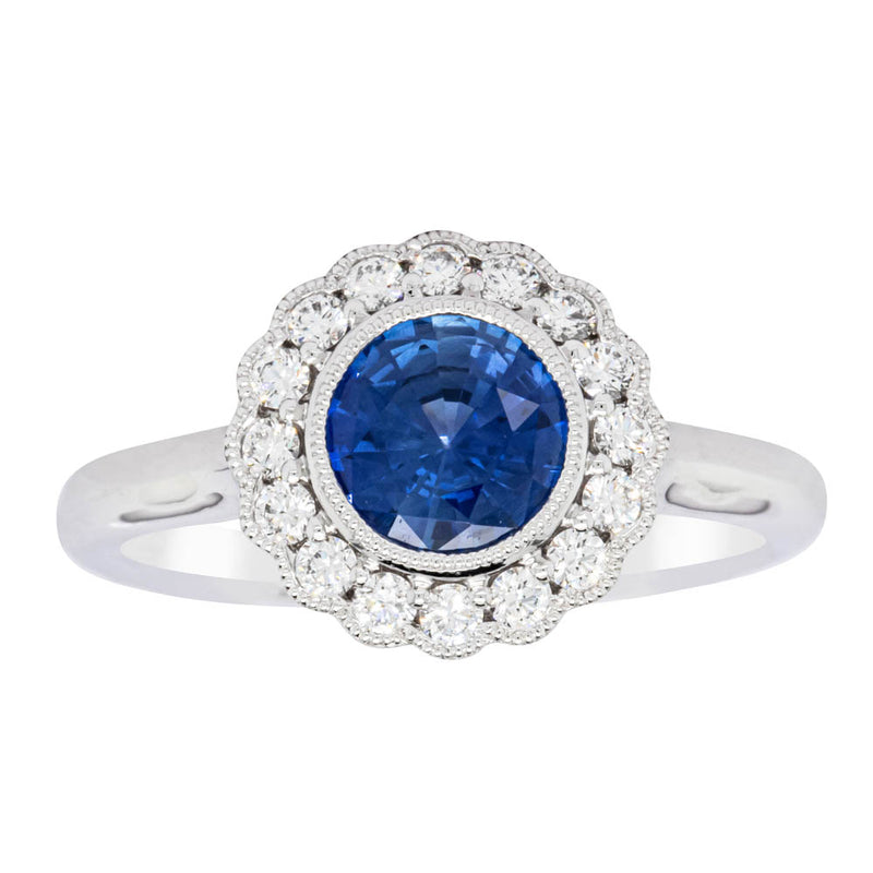 18ct White Gold Sapphire & Diamond Ring-Ring-Walker & Hall