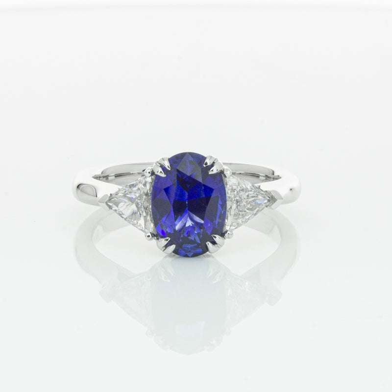 18ct White Gold 2.10ct Sapphire & Diamond Ring-Ring-Walker & Hall