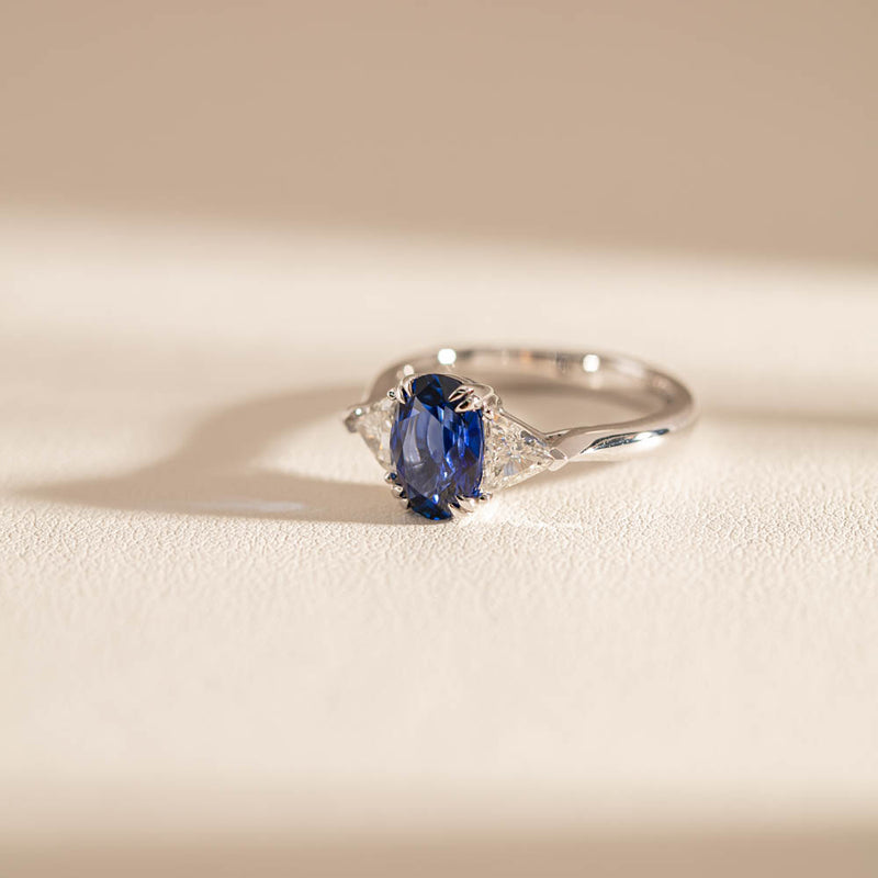 18ct White Gold 2.10ct Sapphire & Diamond Ring-Ring-Walker & Hall