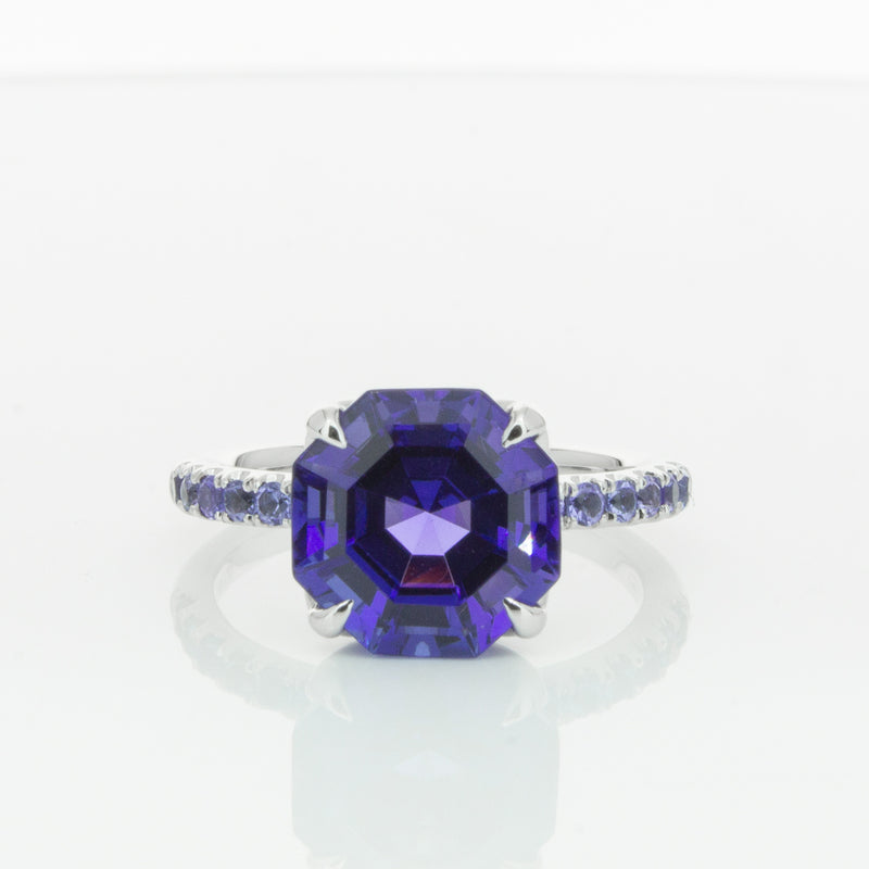 18ct White Gold Tanzanite Octavus Ring-Ring-Walker & Hall