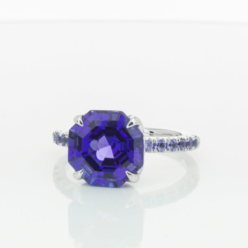 18ct White Gold Tanzanite Octavus Ring-Ring-Walker & Hall