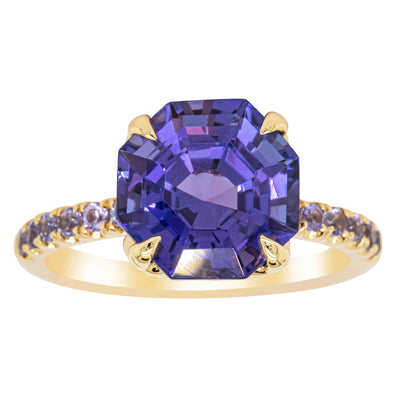 18ct Yellow Gold Tanzanite Octavus Ring-Ring-Walker & Hall