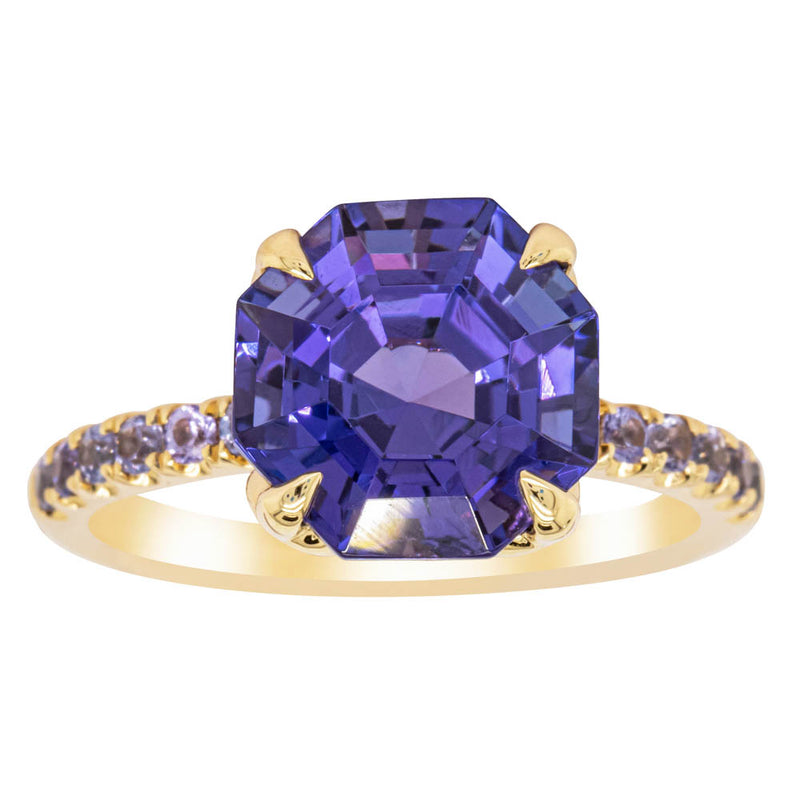 18ct Yellow Gold Tanzanite Octavus Ring-Ring-Walker & Hall