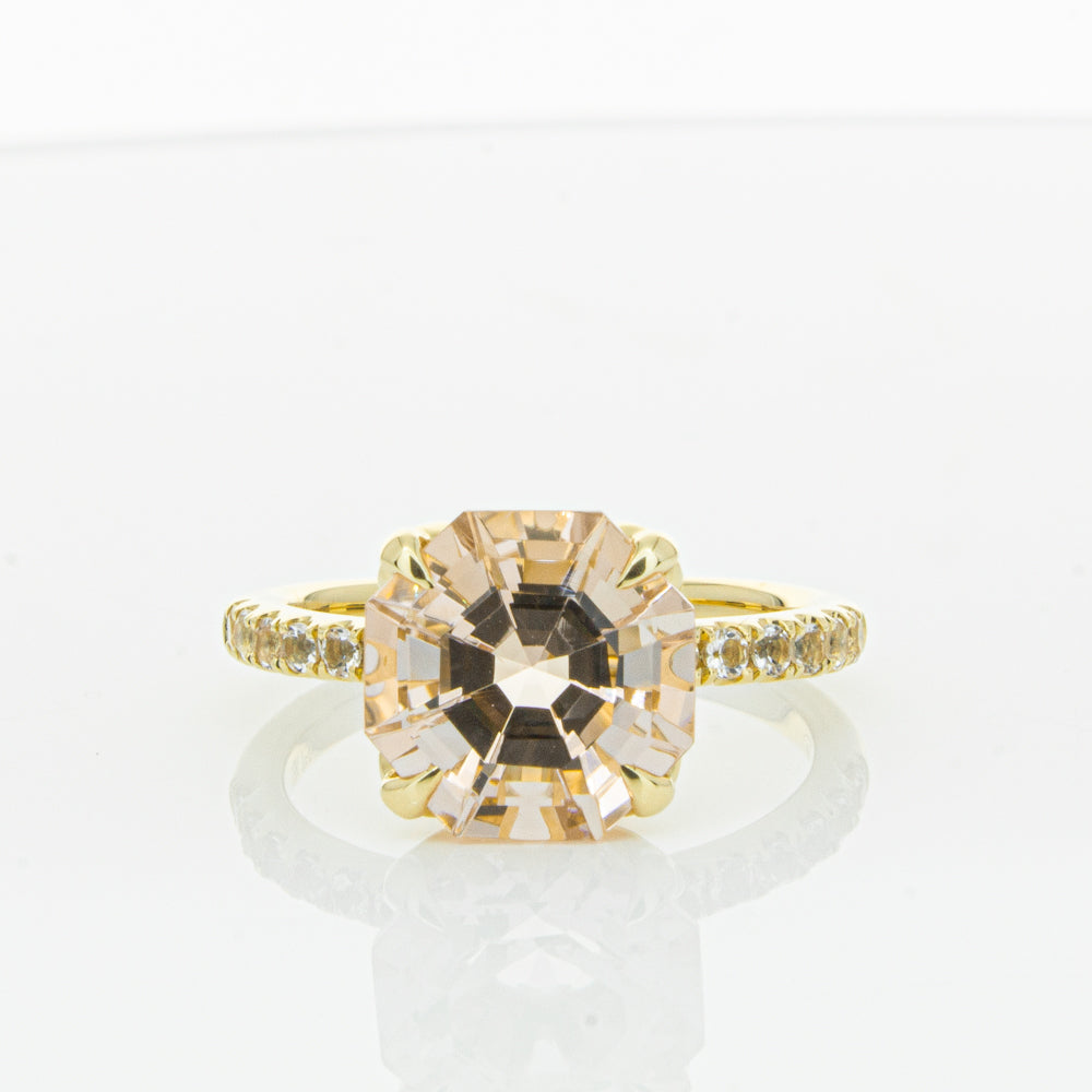 18ct Yellow Gold Morganite Octavus Ring-Ring-Walker & Hall