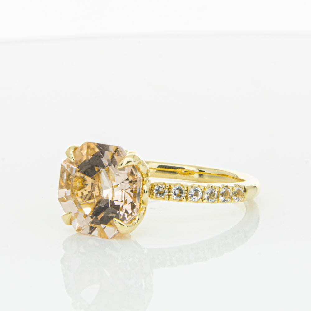 18ct Yellow Gold Morganite Octavus Ring-Ring-Walker & Hall