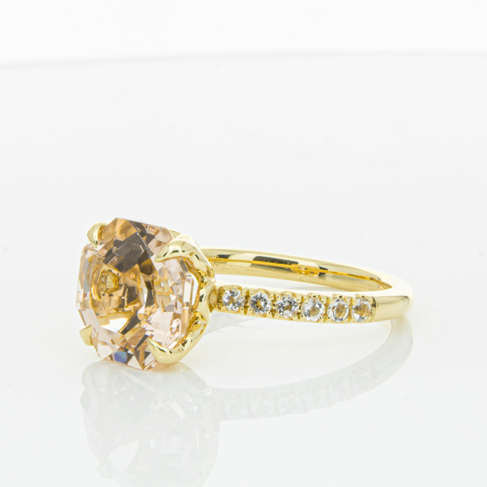 18ct Yellow Gold Morganite Octavus Ring-Ring-Walker & Hall