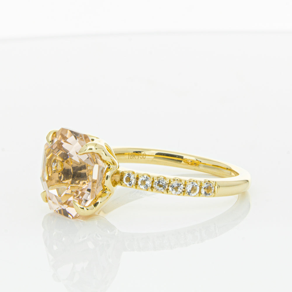 18ct Yellow Gold Morganite Octavus Ring-Ring-Walker & Hall