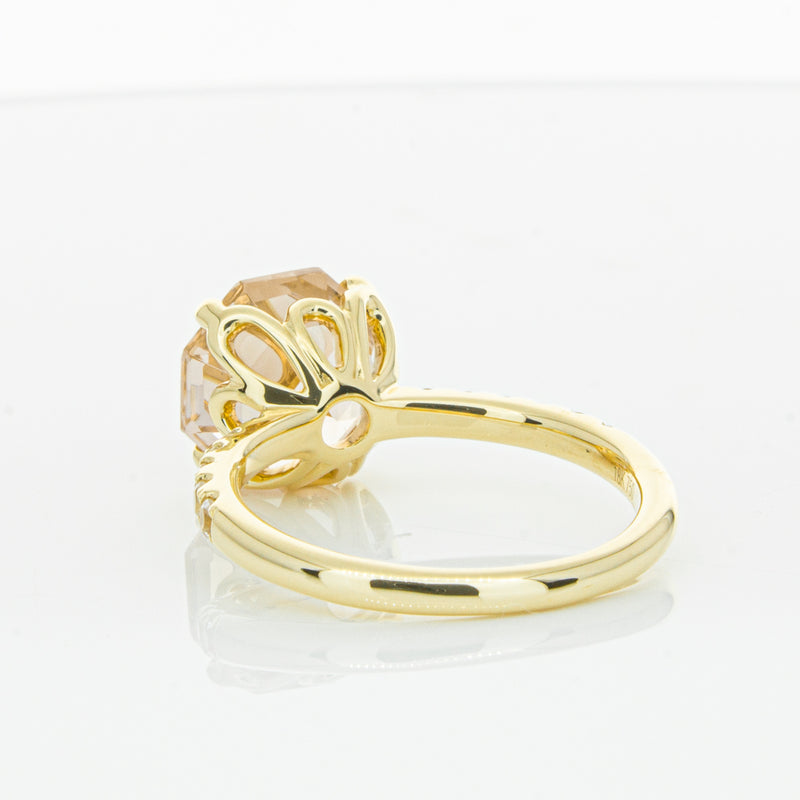 18ct Yellow Gold Morganite Octavus Ring-Ring-Walker & Hall