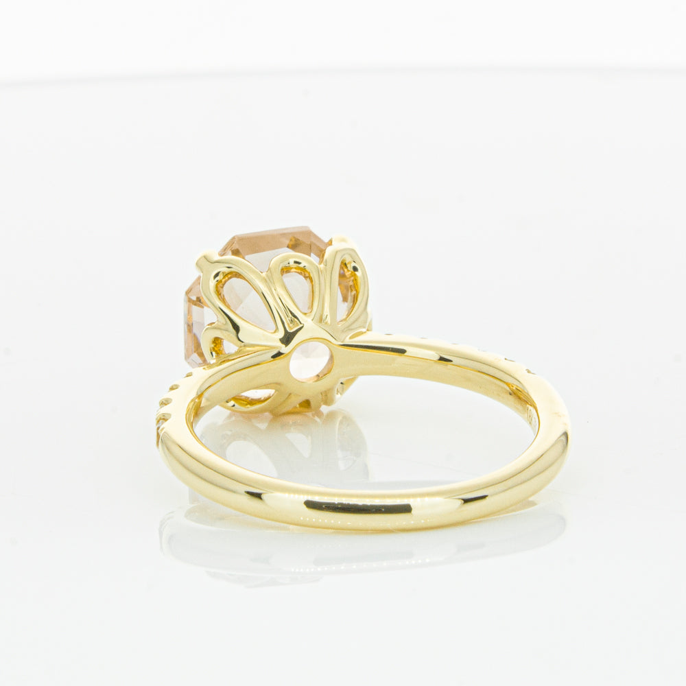 18ct Yellow Gold Morganite Octavus Ring-Ring-Walker & Hall