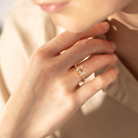 18ct Yellow Gold Morganite Octavus Ring-Ring-Walker & Hall