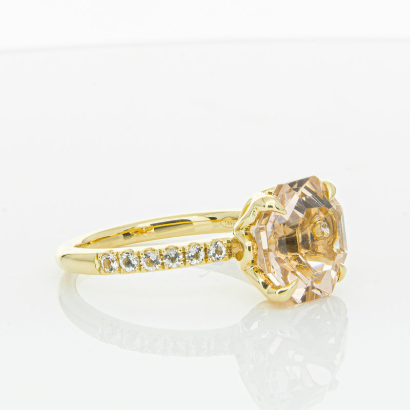 18ct Yellow Gold Morganite Octavus Ring-Ring-Walker & Hall
