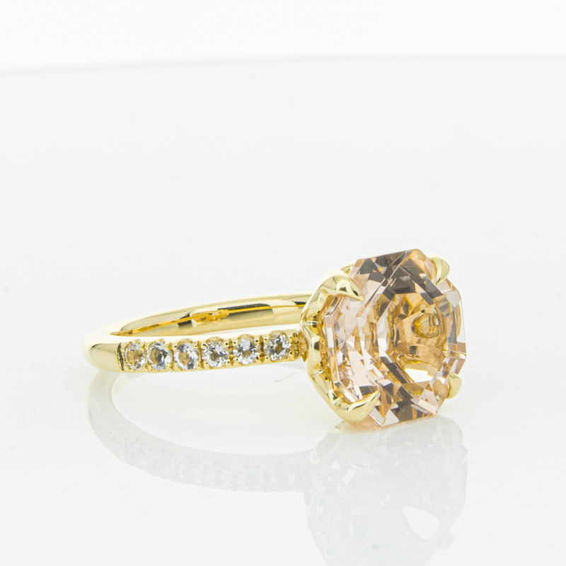 18ct Yellow Gold Morganite Octavus Ring-Ring-Walker & Hall