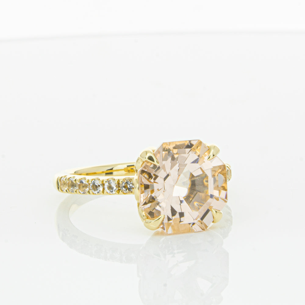 18ct Yellow Gold Morganite Octavus Ring-Ring-Walker & Hall