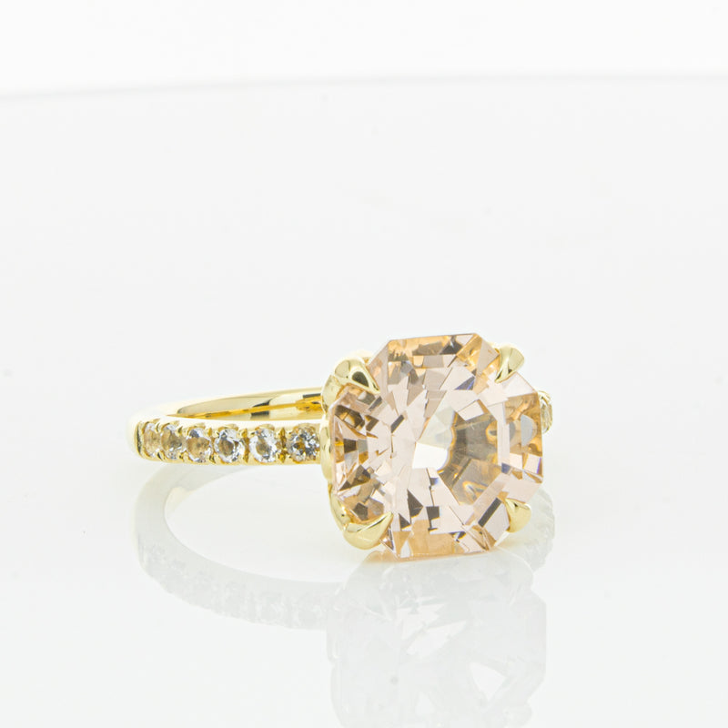 18ct Yellow Gold Morganite Octavus Ring-Ring-Walker & Hall