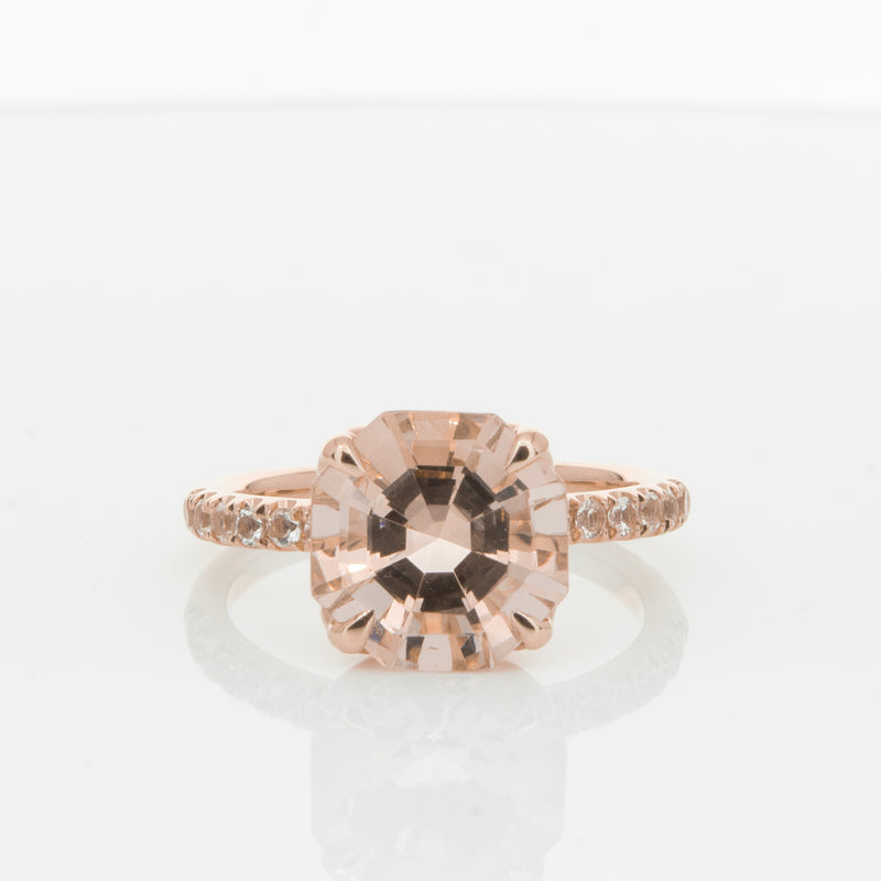 18ct Rose Gold Morganite Octavus Ring-Ring-Walker & Hall