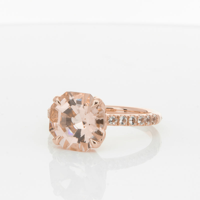 18ct Rose Gold Morganite Octavus Ring-Ring-Walker & Hall