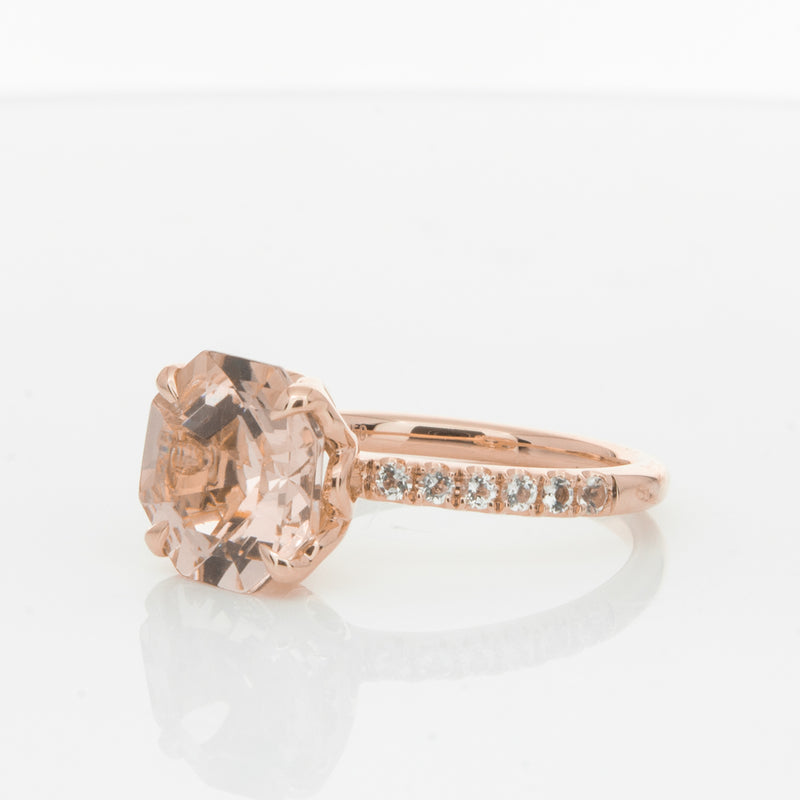 18ct Rose Gold Morganite Octavus Ring-Ring-Walker & Hall