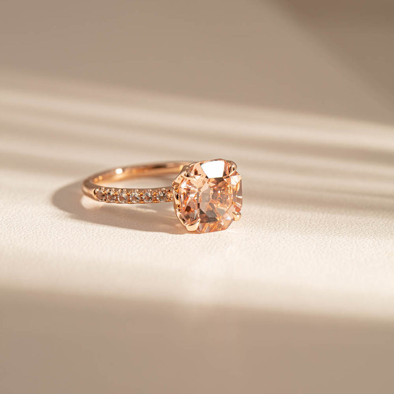 18ct Rose Gold Morganite Octavus Ring-Ring-Walker & Hall
