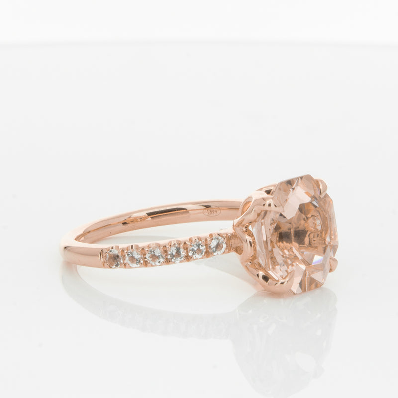 18ct Rose Gold Morganite Octavus Ring-Ring-Walker & Hall